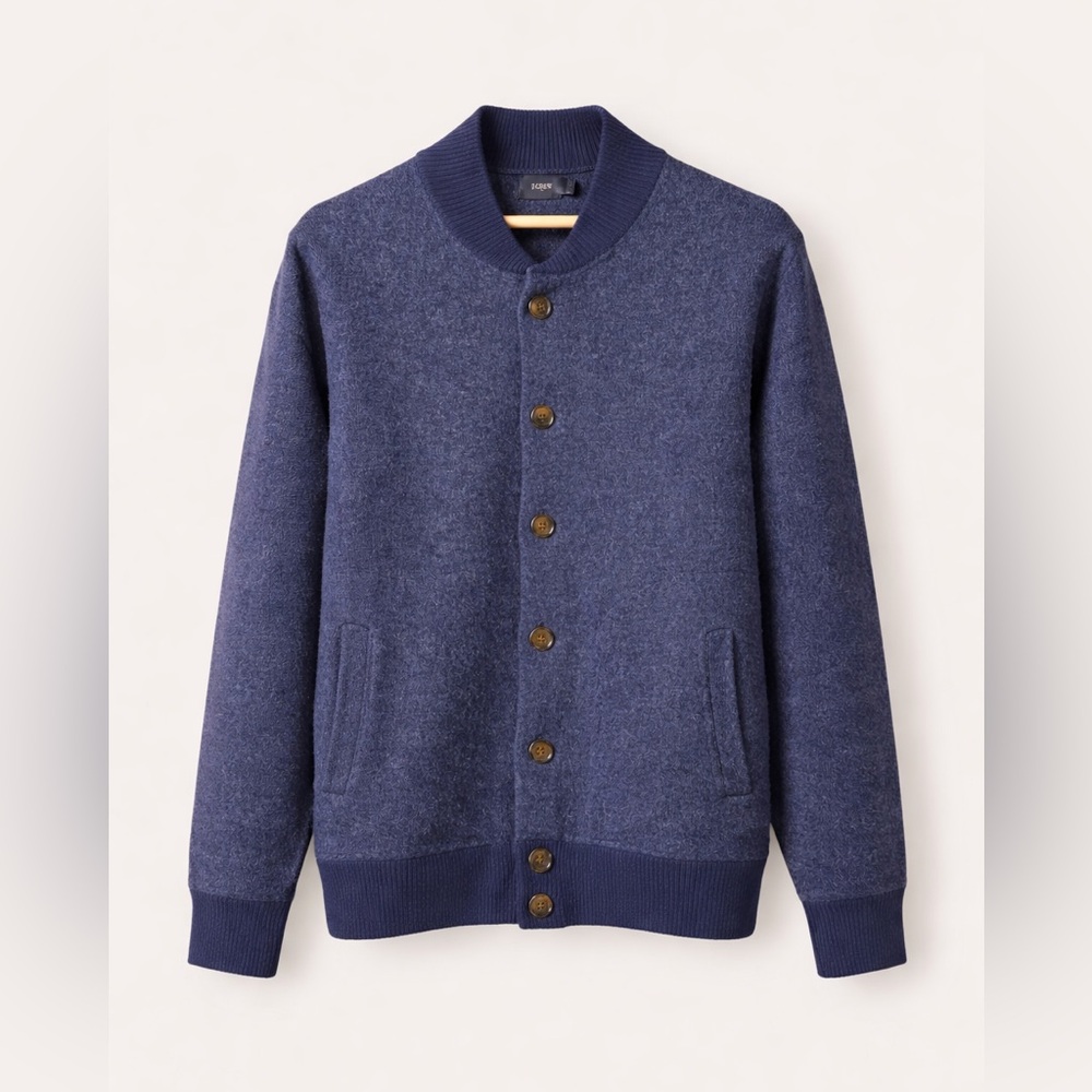 100% Lambs Wool Jcrew Navy Bomber Sweater